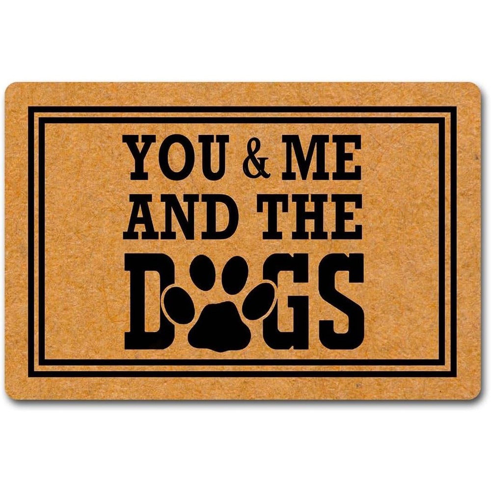 Welcome Doormat You and Me and the‎ Dogs Paw Print Natural Fiber 23 x 15